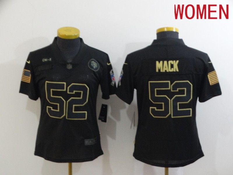 Women Chicago Bears #52 Mack Black gold lettering 2020 Nike NFL Jersey->chicago bears->NFL Jersey